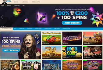 Das Bild zeigt die Homepage des mr.play Casinos.