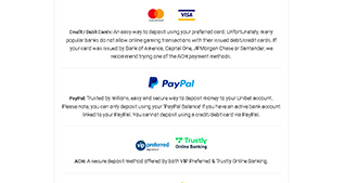 Unibet Casino New Jersey Payment Options