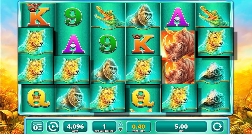 Win in 4096 Ways on Raging Rhino